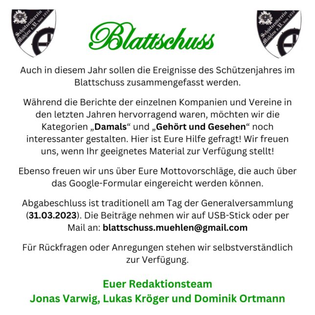 2023 blattschuss aufforderung